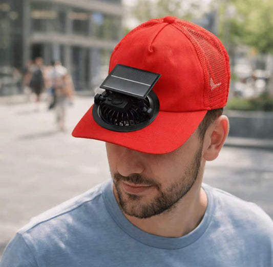Solar Powered Fan Cap, Sun Protection Mesh Solar Fan Hat, Strong Wind Wide Baseball Cap